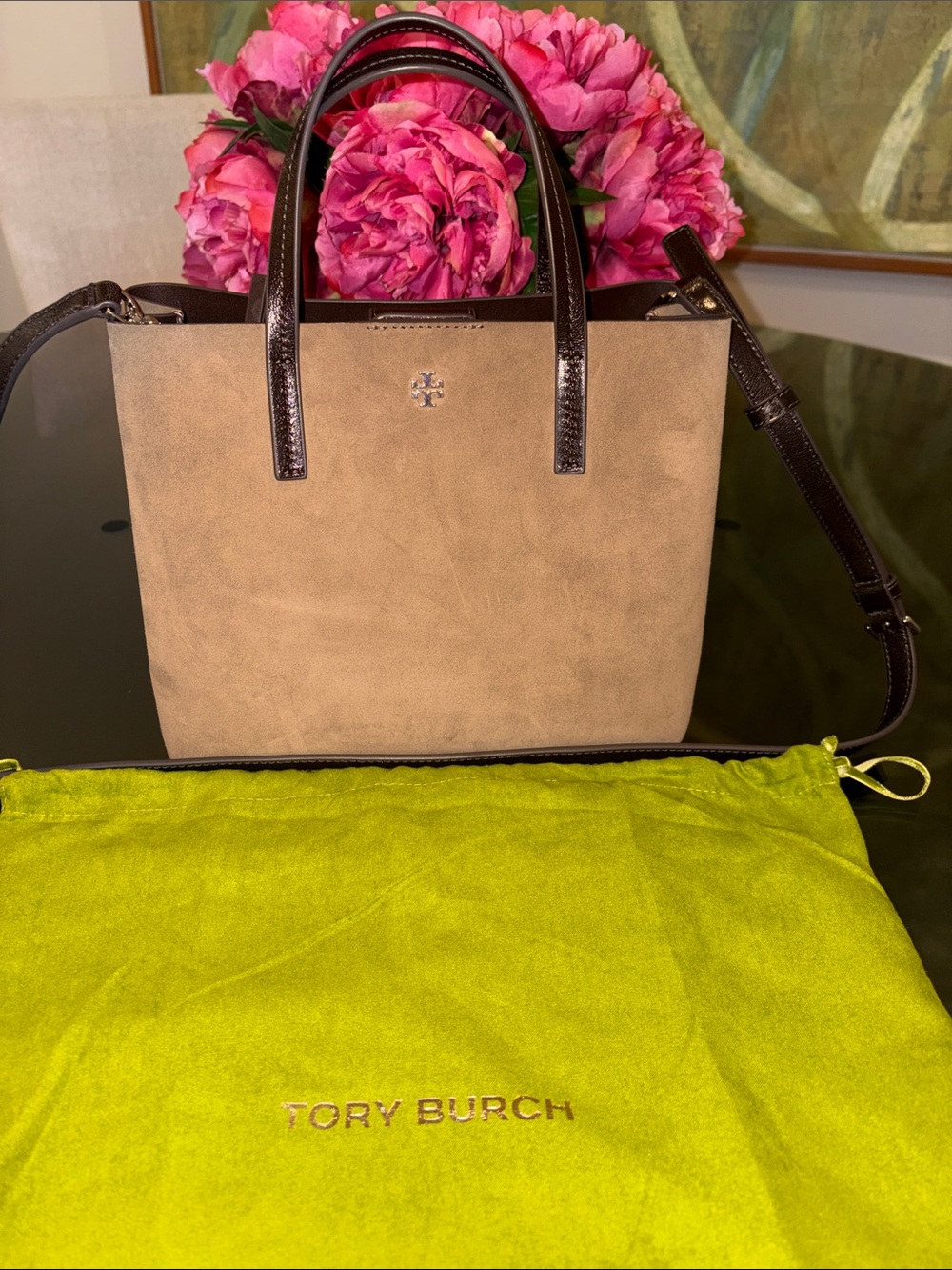 Blake Suede Tote River Rock Crossbody Top Handle Tote